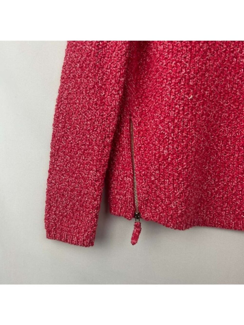 Talbots Womens Petites Sweater Hot Pink Side Zip Chunky Knit Pullover NWT - Picture 16 of 16